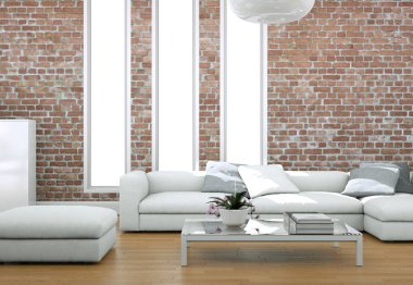 Modern parlak yaşam iç tasarım kanepeler ile Oda ve stonewall