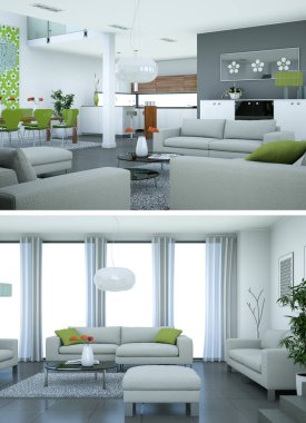 Modern mutfak iç tasarım iki kez bakıldı