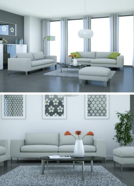 Modern mutfak iç tasarım iki kez bakıldı