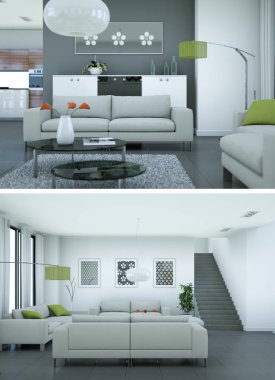 Modern mutfak iç tasarım iki kez bakıldı