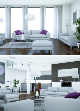 Modern mutfak iç tasarım iki kez bakıldı