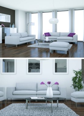 3d çizim modern mutfak iç iki görünümünü Tasarla