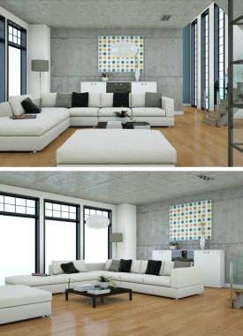 Modern mutfak iç tasarım iki kez bakıldı