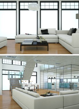 Modern mutfak iç tasarım iki kez bakıldı