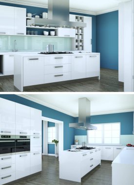 Modern mutfak iç tasarım iki kez bakıldı