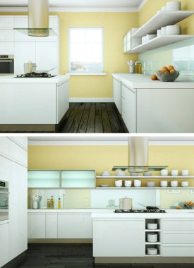 Modern mutfak iç tasarım iki kez bakıldı