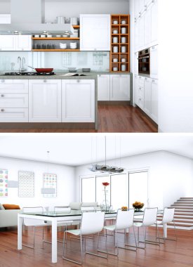 Modern mutfak iç tasarım iki kez bakıldı