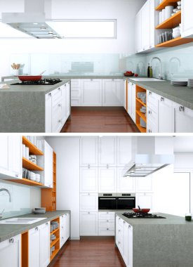 Modern mutfak iç tasarım iki kez bakıldı