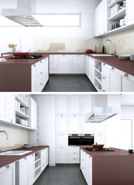 Modern mutfak iç tasarım iki kez bakıldı