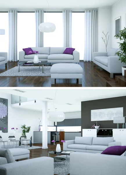 Modern mutfak iç tasarım iki kez bakıldı