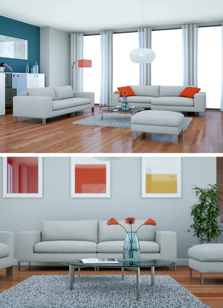 Modern színes belső két nézet loft design kanapék — Stock Fotó