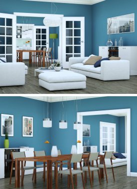 Modern iç iki görünümünü tasarım yeşil kanepe ile çatı