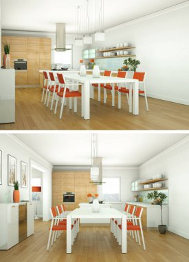 Modern iç iki görünümünü tasarım yeşil kanepe ile çatı