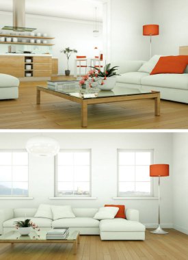 Modern iç iki görünümünü tasarım yeşil kanepe ile çatı