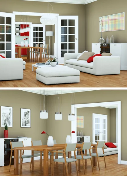 Modern iç iki görünümünü tasarım yeşil kanepe ile çatı