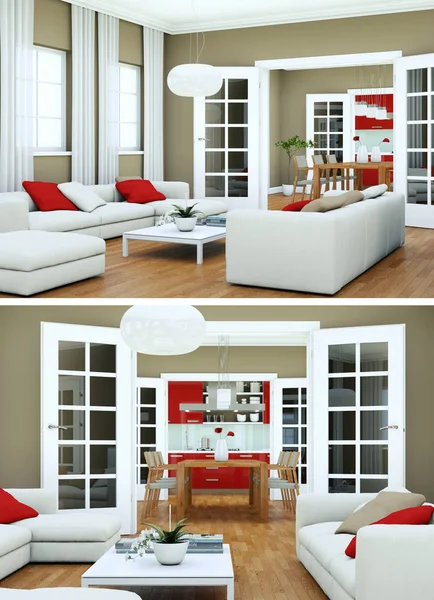 Modern iç iki görünümünü tasarım yeşil kanepe ile çatı