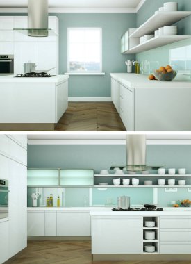 Modern mutfak iç tasarım iki kez bakıldı