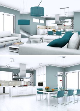 Modern iç çatı tasarım iki kez bakıldı