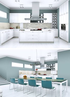 Modern mutfak iç tasarım iki kez bakıldı