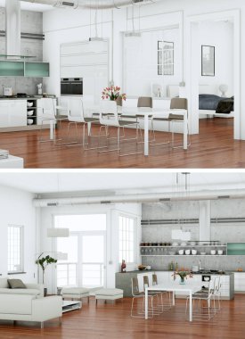 Modern iç iki görünümünü tasarım kanepeler ile çatı