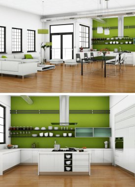 Modern mutfak iç tasarım iki kez bakıldı