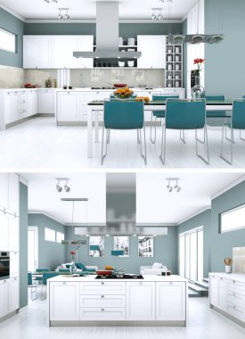 Modern mutfak iç tasarım iki kez bakıldı