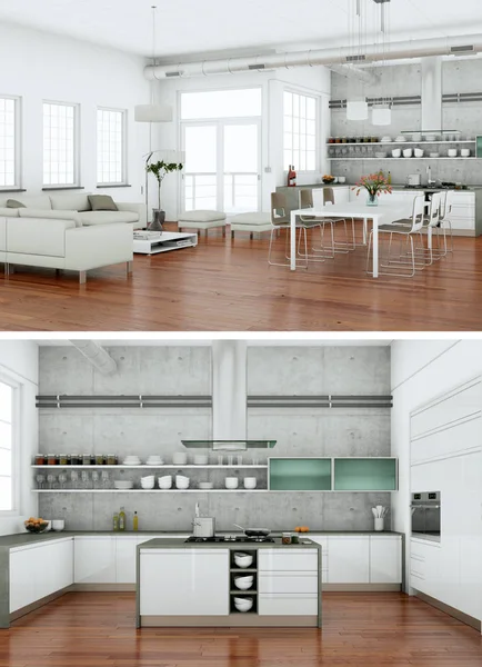 Modern mutfak iç tasarım iki kez bakıldı