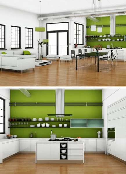 Modern mutfak iç tasarım iki kez bakıldı