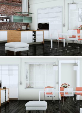 Modern iç çatı tasarım iki kez bakıldı