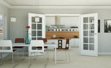 Modern parlak skandinavian iç tasarım Daire