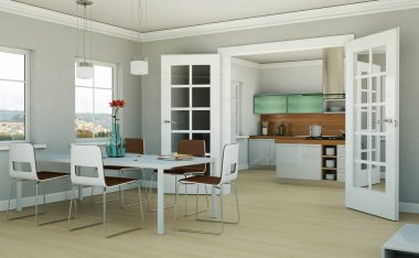 Modern parlak skandinavian iç tasarım Daire