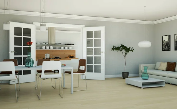 Moderno apartamento de diseño interior skandinavian brillante — Foto de Stock