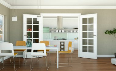 Modern parlak skandinavian iç tasarım Daire