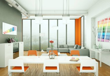 Modern parlak skandinavian iç tasarım Daire