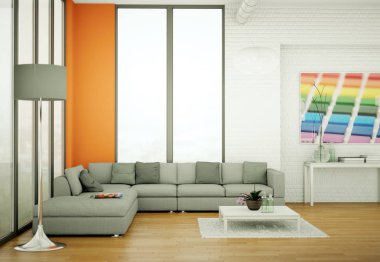 Modern parlak skandinavian iç tasarım Daire