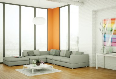 Modern parlak skandinavian iç tasarım Daire