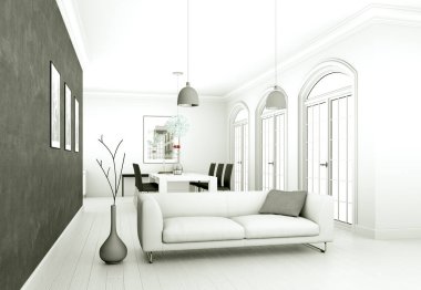 Modern parlak skandinavian iç tasarım Daire