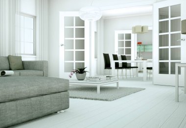 Modern parlak skandinavian iç tasarım Daire