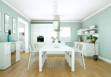 Modern parlak skandinavian iç tasarım Daire