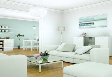 Modern parlak skandinavian iç tasarım Daire