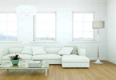 Modern parlak skandinavian iç tasarım Daire