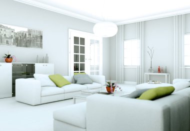 Modern parlak skandinavian iç tasarım Daire