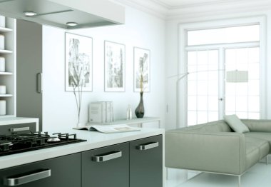 modern mutfak dekorasyon illüstrasyon