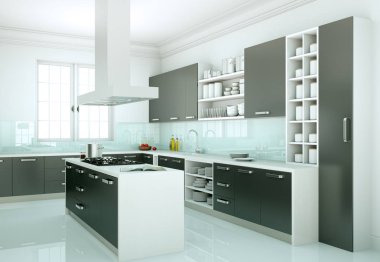 modern mutfak dekorasyon illüstrasyon