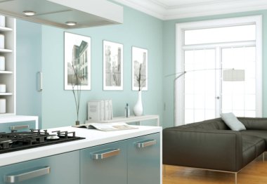 modern mutfak dekorasyon illüstrasyon