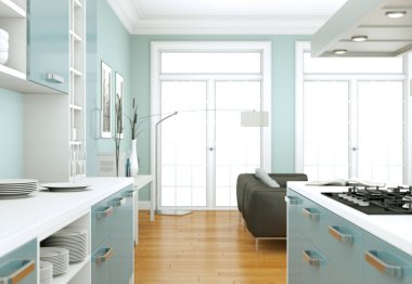 modern mutfak dekorasyon illüstrasyon