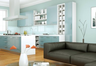 modern mutfak dekorasyon illüstrasyon