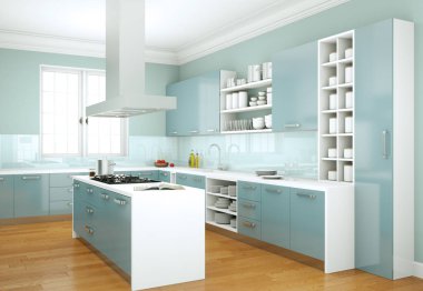 modern mutfak dekorasyon illüstrasyon