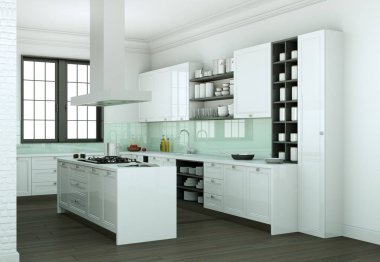 modern mutfak dekorasyon illüstrasyon