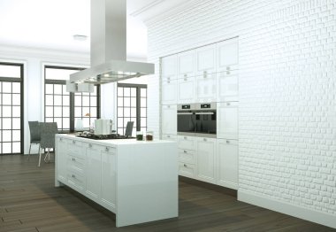 modern mutfak dekorasyon illüstrasyon